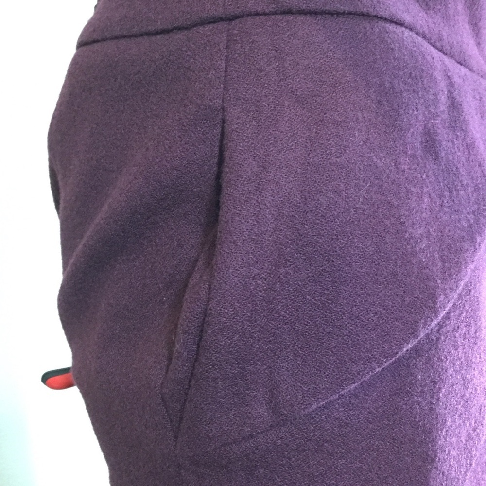 In Add Minus Fold Pleat Plum Wool Skirt - Picture 4 of 6